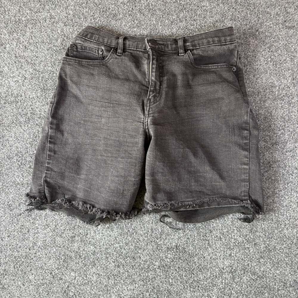 Calvin Klein Jeans Shorts Womens 10 Black Denim Low Rise Cut‎ Off Frayed Hem